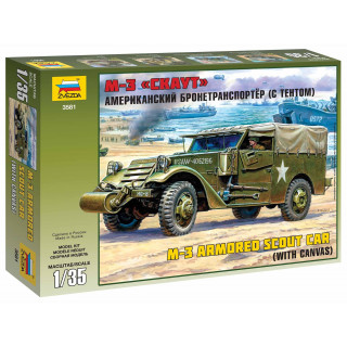 Model Kit military 3581 - M-3 Armored Scout Car with Canvas (1:35)