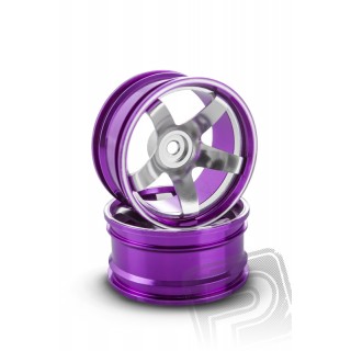 Hliníkový disk 5 paprsků, offset 6 mm - fialová barva (2 ks)