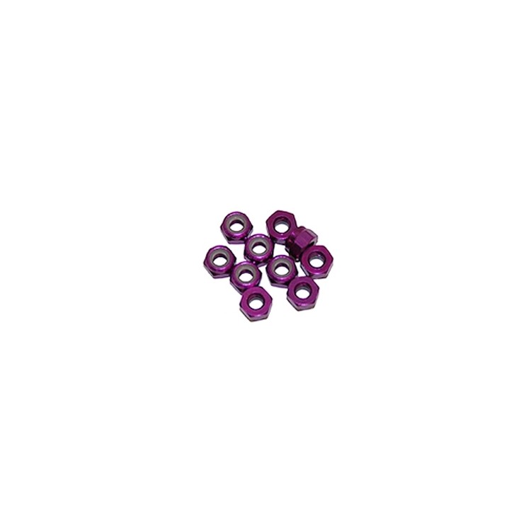 4 mm.alu samojistné matičky fialové (10 ks.)