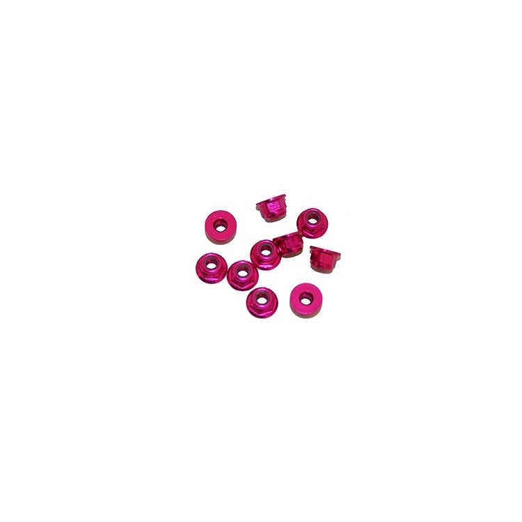 4 mm.alu samojistné matičky s osazením růžové (10 ks.)