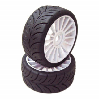 1/8 GT Sport gumy SOFT nalepené gumy, bílé disky, 2ks.