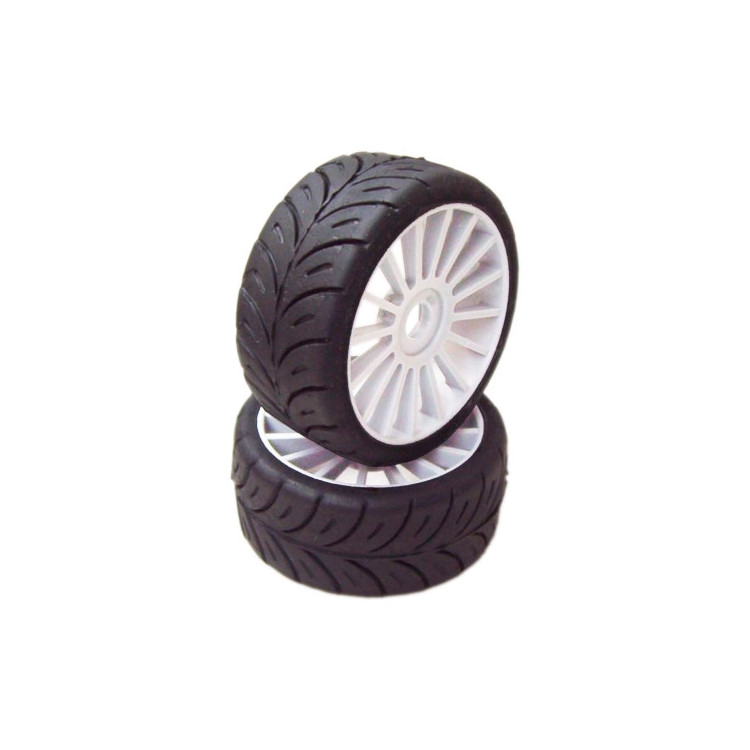 1/8 GT Sport gumy HARD nalepené gumy, bílé disky, 2ks.