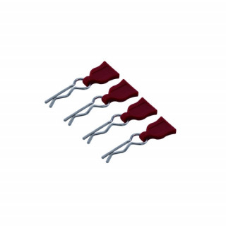 Sponky karoserie s gumovou vlaječkou - červené, 4 ks.