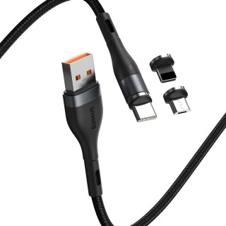 USB Baseus Fast 4in1 USB to USB-C / Lightning / Micro 5A 1m (grey + black)
