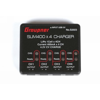 USB töltő SLIM 400x4 1S LiPo 4,2V 400mA