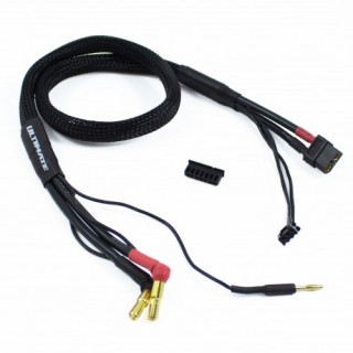 2S fekete töltőkábel G4/G5 fekete védőharisnyában - hosszú 60cm - (XT60, 3-pin XH)