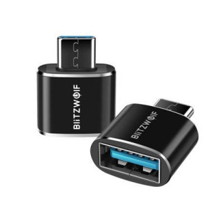 Blitzwolf BW-A4 USB to USB-C, Adapter OTG (Black) 2db
