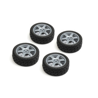 CARTEN nalepené Rally gumy 26mm na stříbrných 6 papr. diskách, 0mm OFFset, 4 ks.
